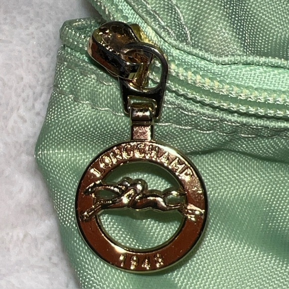 Longchamp Le Pliage Original Foldable Backpack Pretty Green with Brown Leather - Picture 12 of 16